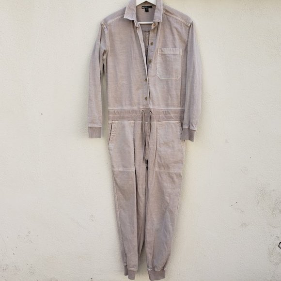 James Perse Pants & Jumpsuits James Perse Mixed Media Jumpsuit In Salt Pigment Poshmark